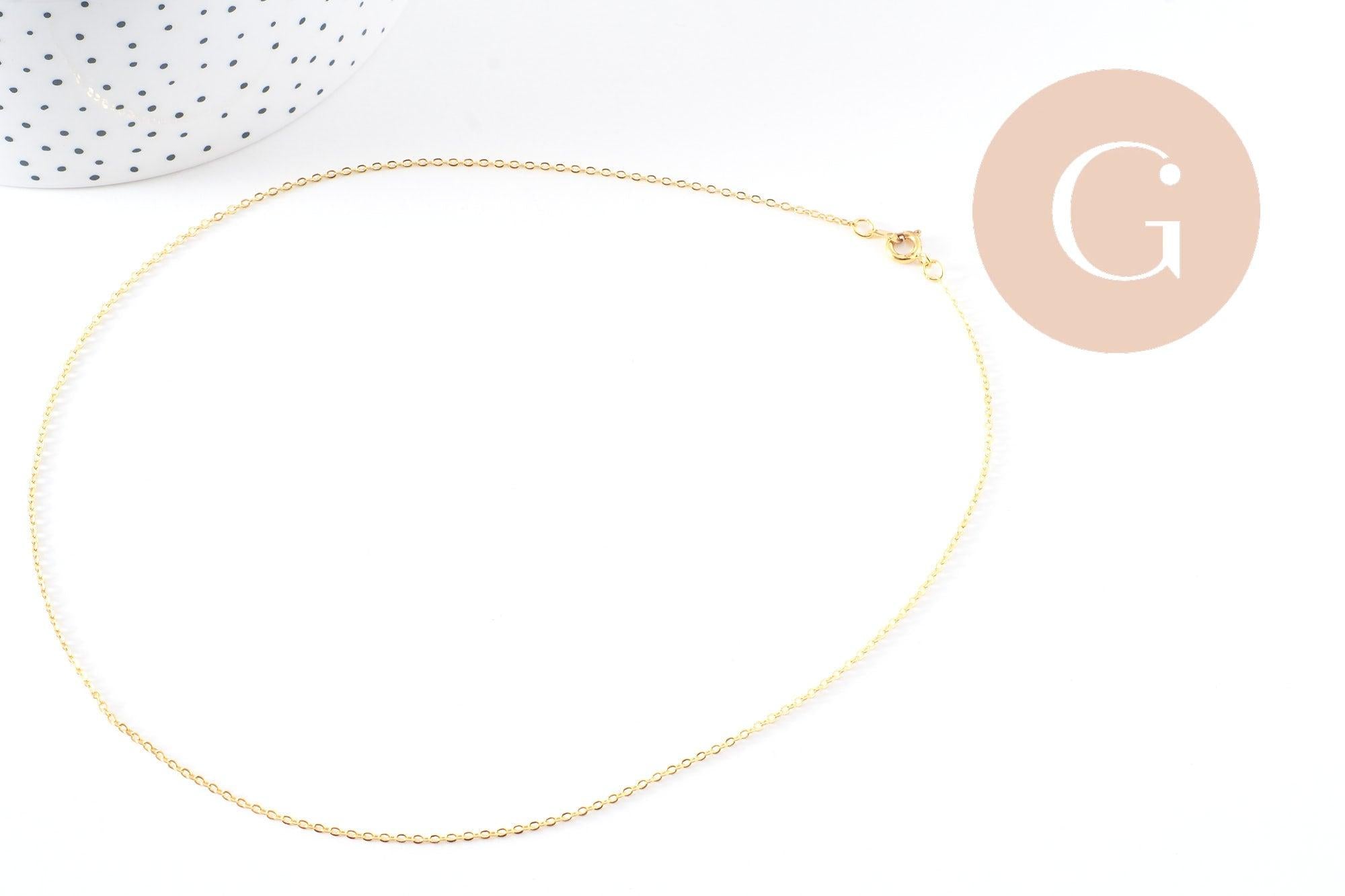 Collier Chaine complète collier laiton doré forçat 14K 1.5mm-40cm, x1 (G10115)