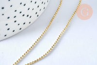Collier Chaine fine boule avec fermoir laiton doré facettes 45cm-1.2mm, x1 (G0035)