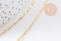 Collier Chaine fine complète avec fermoir collier cuivre doré fantaisie 16K 1.3 mm-45cm, x1 (G0309)