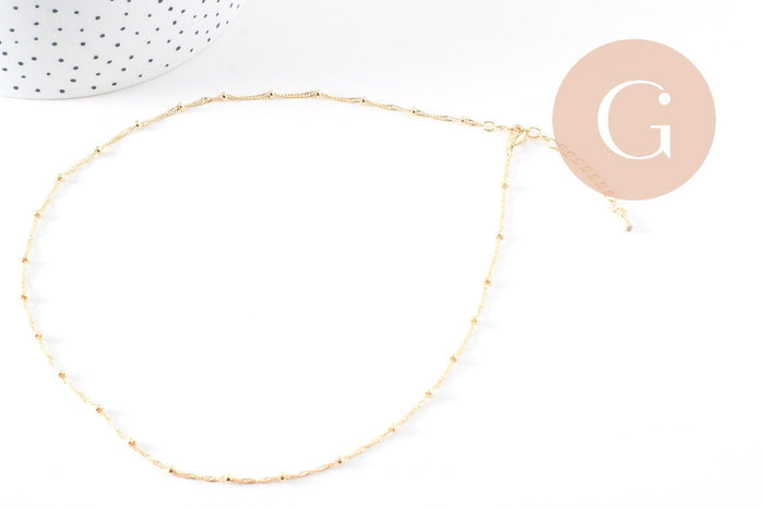Collier Chaine fine complète avec fermoir cuivre doré singapour 16K 1.3 mm-45cm, x1 (G0635)