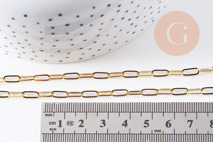 Collier Chaine fine dorée rectangle 16K,chaine plaquée or 2.5 microns, chaine complète,chaine dorée,1.8 mm,43cm, x1 (G1845)