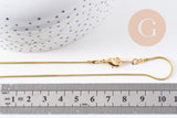 Collier Chaine fine laiton doré serpent,chaine qualité, création bijoux, chaine complète,chaine dorée,1.5 mm, 43cm, x1 (G10114)