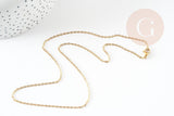 Collier Chaine forçat 1.5mm acier inoxydable doré IP 45cm avec fermoir, x1 (G9371)