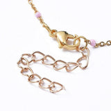 Collier Chaine laiton doré 18k fantaisie résine rose,chaine fantaisie dore,chaine complète,2mm,40cm, x1 G3488