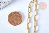 Collier Chaine maille rectangle acier inoxydable doré avec fermoir 10x3.5mm, x1 (G4819)