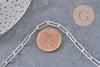 Collier Chaine maille rectangle laiton argentée complète avec fermoir 12x3.5mm, x1 (G3171)