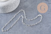 Collier Chaine maille rectangle laiton argentée complète avec fermoir 12x3.5mm, x1 (G3171)