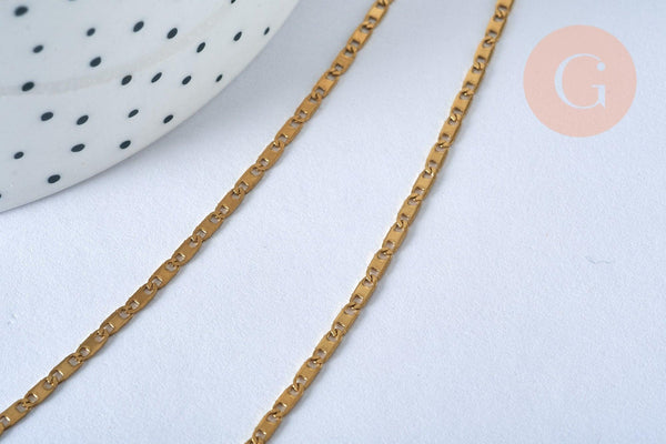 Collier Chaine marine avec fermoir acier 304 inoxydable doré 14k 1.7mm-45cm, x1 (G0156)