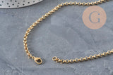 Cadena rolo de acero inoxidable 304 bañada en oro PVD de 4mm/45cm, x1 (G11220)