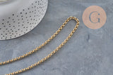Cadena rolo de acero inoxidable 304 bañada en oro PVD de 4mm/45cm, x1 (G11220)