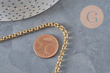 Cadena rolo de acero inoxidable 304 bañada en oro PVD de 4mm/45cm, x1 (G11220)