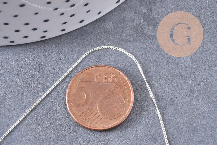 Collier Chaine très fine argent massif plate avec fermoir argent 925, 1.1mm/45cm, x1 (G0081)