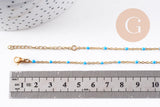 Collier Collier acier 304 inoxydable doré 14k résine turquoise 50cm, x1 (G10197)