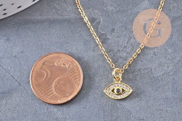 Collier chaine acier inoxydable doré 14k 1.5/45cm, x1 (G6745)
