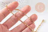 Collier chaine complète avec fermoir maille rectangle acier 304 inoxydable doré 18k 5x2.5mm/45cm, x1 (G2994)