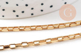 Collier chaine complète avec fermoir maille rectangle acier 304 inoxydable doré 18k 5x2.5mm/45cm, x1 (G2994)