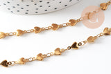 Collier chaine complète coeurs acier 304 inoxydable dorée 14k IP 2mm/45.5cm, x1 (G6775)
