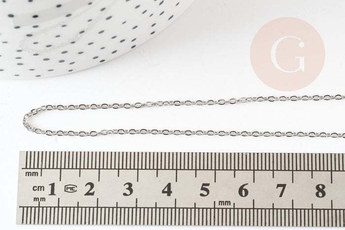 Collier collier chaine forçat acier inoxydable platine 1.5mm/45cm, x1 (G9302)