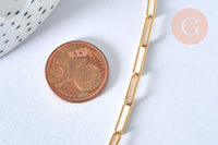 Collier chaine laiton doré maille rectangle avec fermoir 12x3.5mm,x1 (G2424)