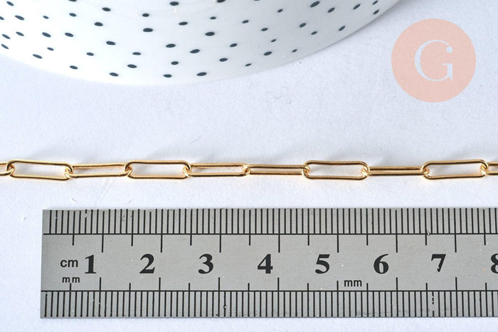 Collier chaine laiton doré maille rectangle avec fermoir 12x3.5mm,x1 (G2424)