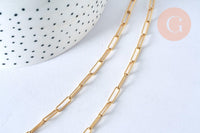 Collier chaine laiton doré maille rectangle avec fermoir 12x3.5mm,x1 (G2424)