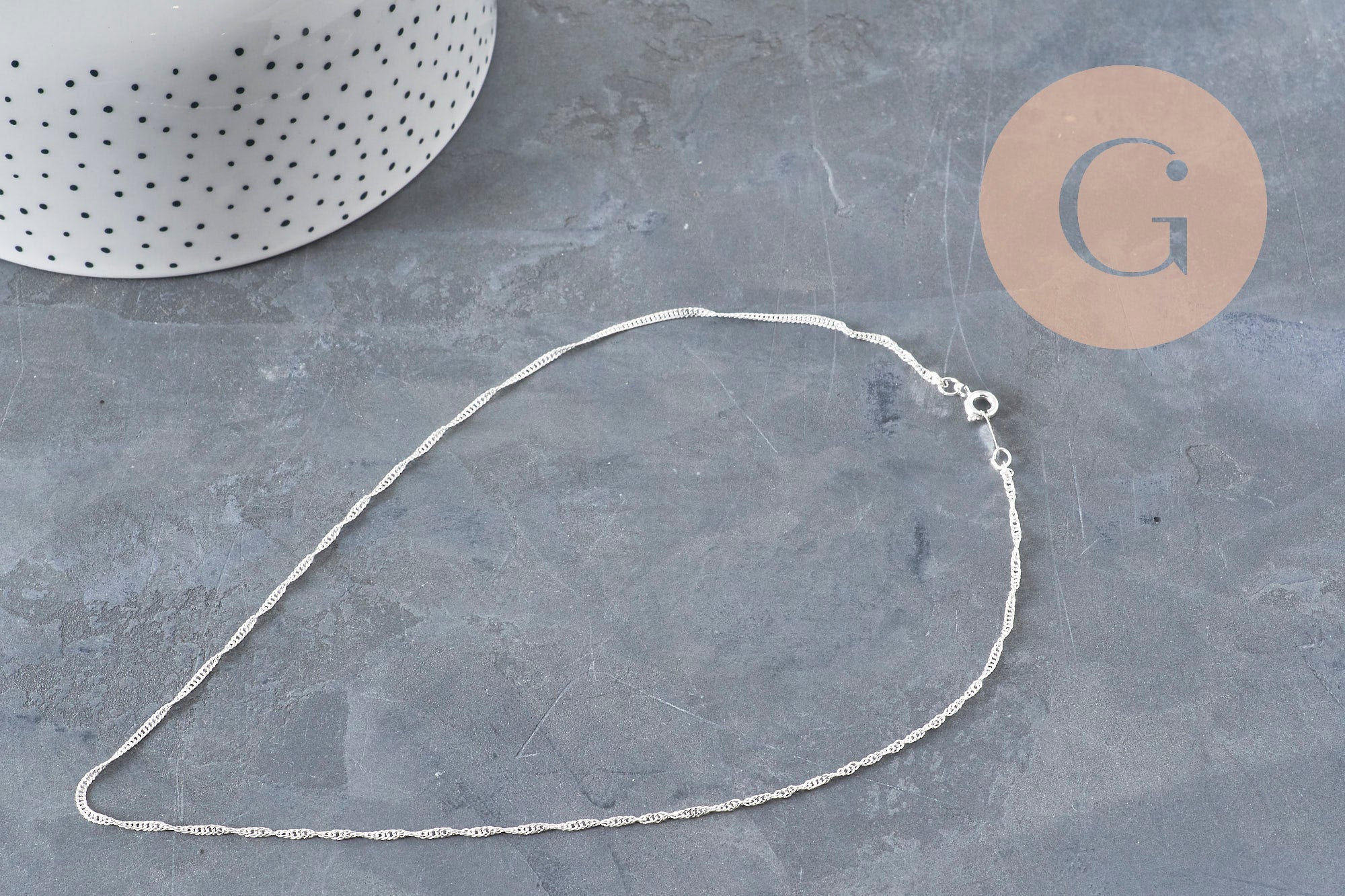 Collar cadena singapur acero inoxidable plateado 2mm/43cm, x1 (G11203)