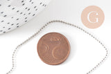 Collier collier chaine boule laiton platine facettes 1.2 mm/45cm, x1 (G5350)