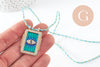 Collier médaille Oeil bleu zircon zamac doré 45cm x1 (G9570)