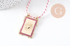 Collier médaille coeurs zircons fuchsia cordon tressé zamac doré 45cm x1 (G10364-8)
