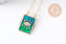 Collier médaille émaillée Oeil bleu-vert zircons chaine zamac doré 45cm x1 (G10364-3)