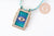 Collier médaille émaillée Oeil bleu zircon zamac doré, collier cordon tressé 45cm x1 (G10364-2)