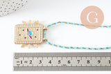 Collier médaille émaillée planète zircon zamac doré, collier cordon tressé 45cm x1 (G9566)