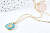 Collier médaille oeil protecteur turquoise ou noir zircon doré 304 inoxydable émaillé 45cm, cadeau anniversaire fête des mères, x1 (G8028)