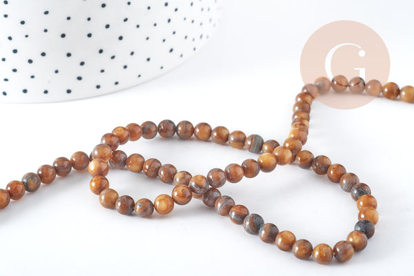 Collier nacre naturelle teinté fer argenté doré 42cm, x1 (G10536)