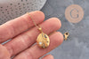 Collier pendentif locket lune & étoiles personnalisable acier 304 inoxydable doré, x1 (G11076)