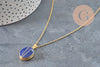 Customizable Blue Locket Pendant Necklace, Gold-Plated 304 Stainless Steel, x1 (G11162)
