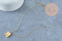 Collier pendentif locket enveloppe avec carte personnalisable acier 304 inoxydable doré IP, x1 (G10202)