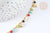 Collier réglable perles de verre facettées cœurs laiton doré 38cm, bijoux fantaisie DIY, x1, G7396