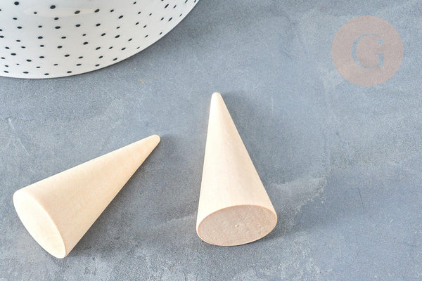 Cône en bois clair 50mm, présentoir à pour bague, présentoir bijoux pour marchés de créateurs, x1 G8116