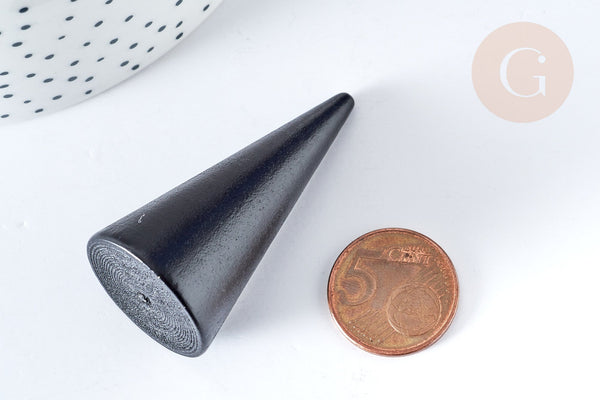 Cône en bois noir Présentoir à pour bague, x1 (G8117)