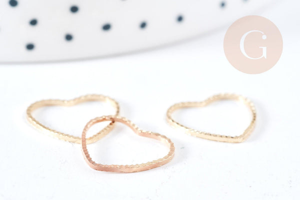 Connecteur Cœur laiton doré18K 13mm, création de bijoux amour, x5 G8868