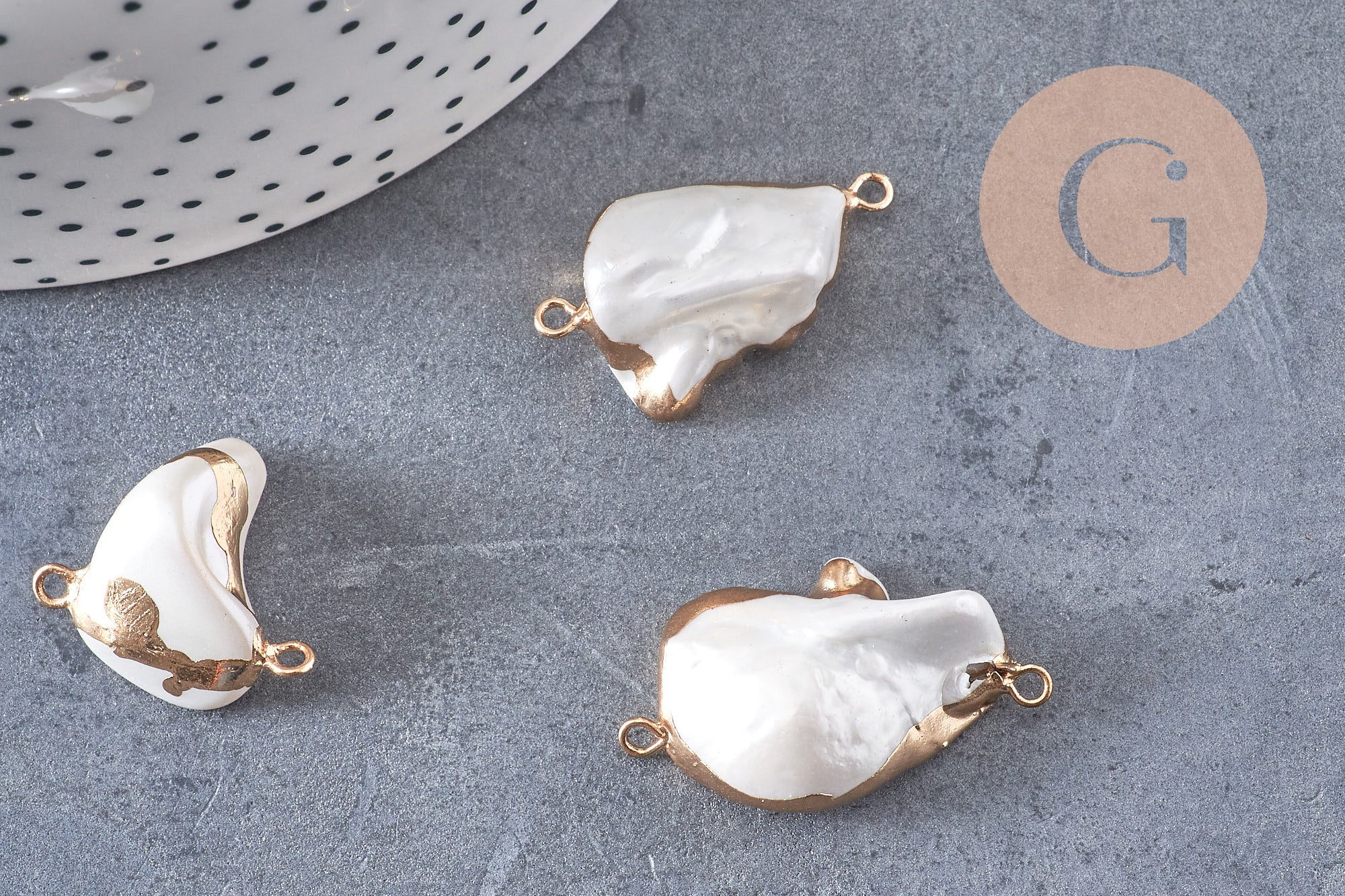 Connecteur Pendentif grosse perle naturelle Keshi,perle de culture, perle naturelle blanche,26mm, x1 (G5144)