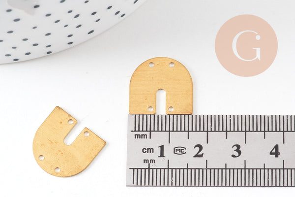 Connecteur U laiton brut, connecteurs, laiton brut, pendentif géométriques création bijoux 17x15.5mm, x5 (G3127)