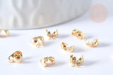Connecteur chaine boule acier doré trou 6mm, 3mm, x10 (G2682)