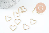 Connecteur coeur laiton brut 16mm, pendentif géométrique création bijoux, x10 (G2757)