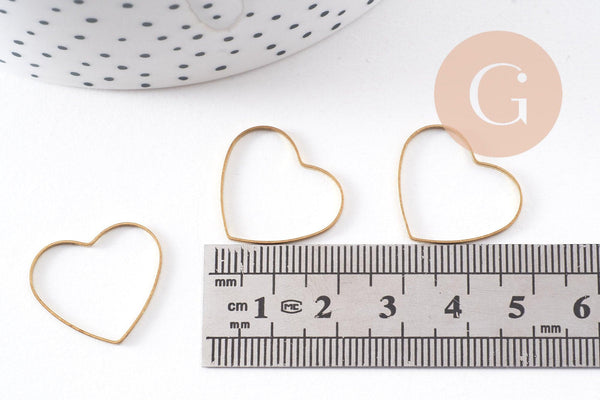 Connecteur coeur laiton brut 18mm, x10 (G10261)