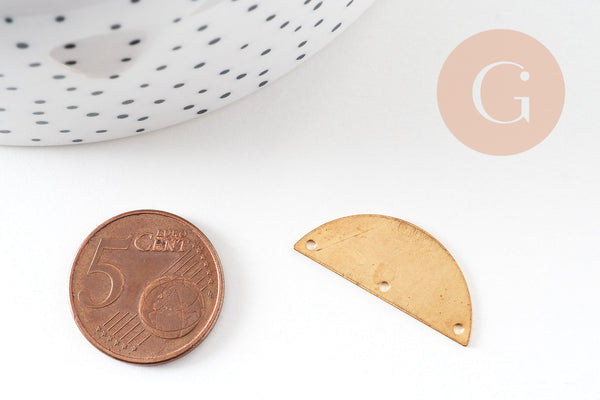 Connecteur demi-cercle laiton brut, connecteurs, laiton brut, pendentif géométriques création bijoux, 27mm, x5 G3231