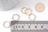 Connecteur fleur laiton doré strié 24K 11.5mm, x10 (G10373)