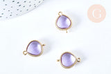Connecteur goutte cristal verre jade laiton doré 19mm, pendentif imitation jade goutte fabrication bijoux en verre Lilas, x1 G6970