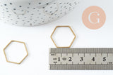 Connecteur hexagone laiton brut 20mm,pendentif géométrique création bijoux, x10 (G2759)